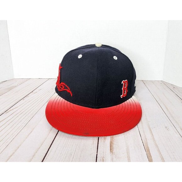 Boston Red Sox Wicked Fade Custom New Era Hat Cap 7 1/8 Black and Red Ombre - Picture 7 of 10